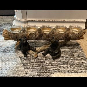 River’s Edge Resin Black Bear Candle Holder Aspen  Log Cabin Rustic Decor Lodge